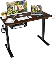 Vista 11 de Tangkula Escritorio eléctrico de pie ajustable en altura con puerto USB, estación de trabajo de computadora sentado a pie de 48 pulgadas, escritorio