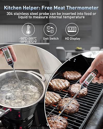 Miniatura 4 de Eventek Pistola de termómetro infrarrojo, 3 en 1 -58F  1112F (-58.0 F  1,112.0 F) pistola de temperatura láser digital para cocinar, horno de pizza,