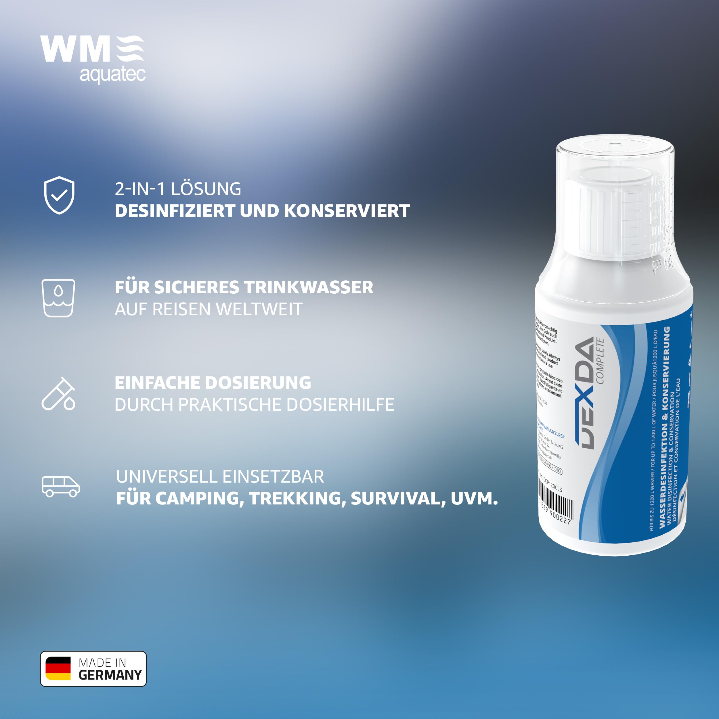 WM Aquatec DEXDA Complete 120 ML - Purificateur Et Conservateur Eau Potable 1200 Litres