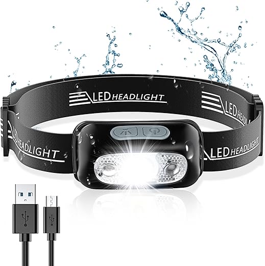 Cocoda Lampe Frontale, Headlamp USB Rechargeable Puissante - 160 LM, Détecteur de...