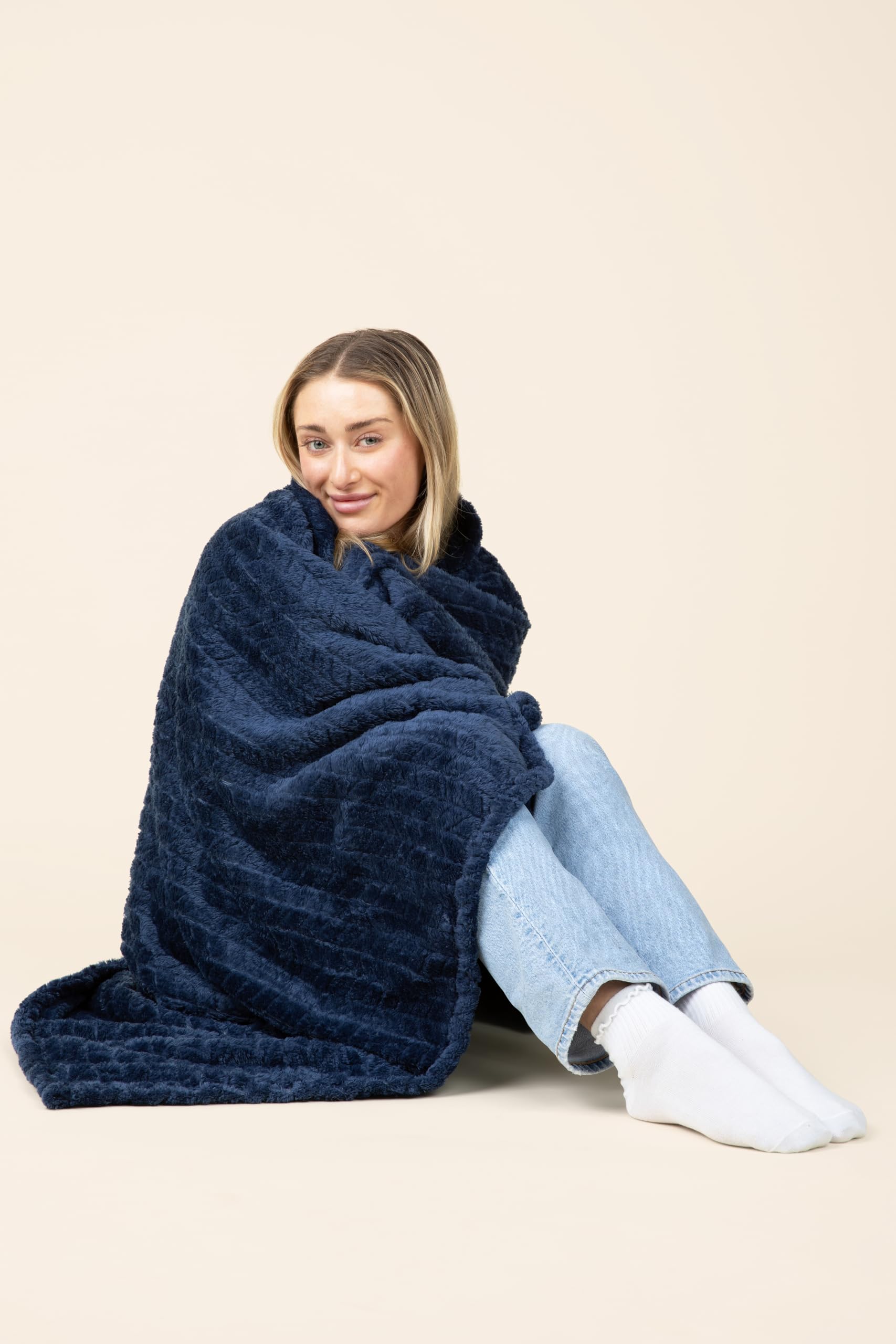 EverSnug Koc podróżny klasy premium, miękki, 2 w 1, z miękką poszewką na poduszkę, rękawem do bagażu podręcznego i klipsem do plecaka (granatowy)