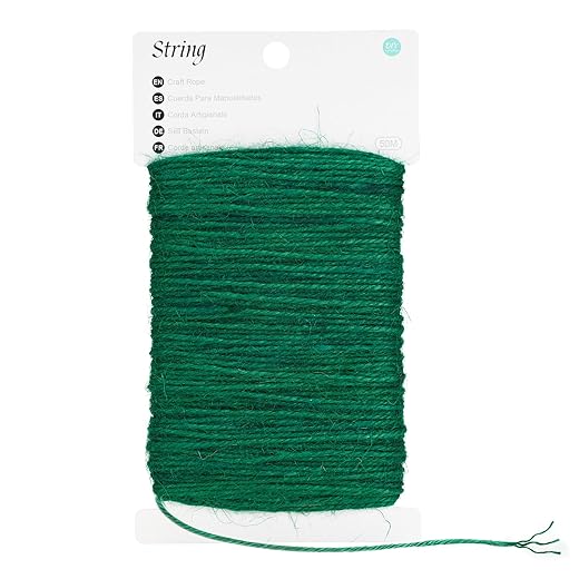 G2PLUS Green Jute Twine 2mm 3 Ply, 164Ft Craft Twine String for Gift Wrapping, DIY Crafts, Gardening and Christmas Decorations
