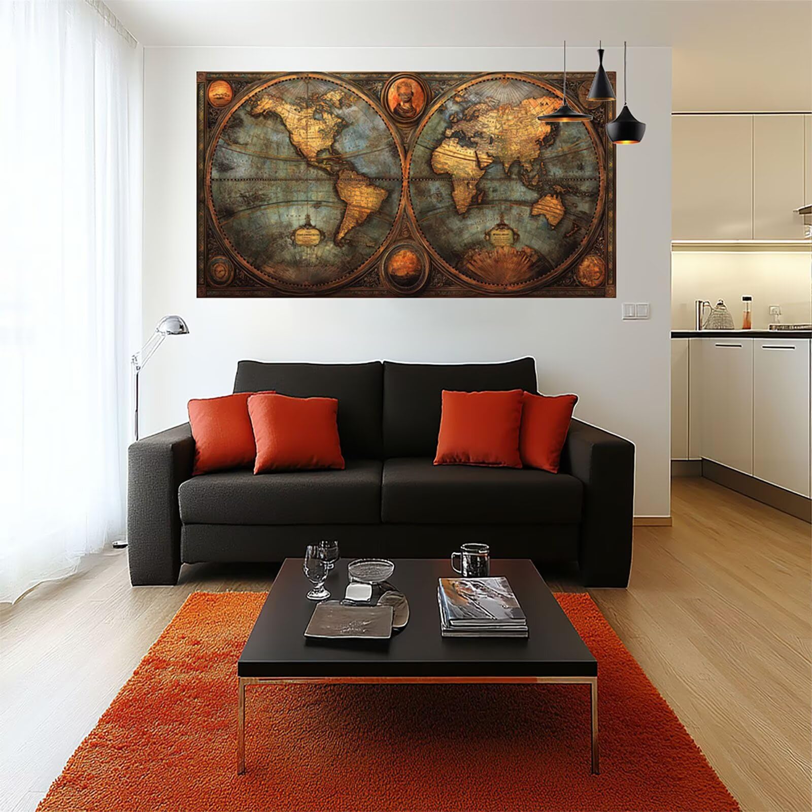 5D DIY Diament Malarstwo Mapa Świata, Malowanie Diamentowe Malowanie Według Liczb Dorosłych Mapa, Zestaw Do Haftu Okrągły Pełny Wiertło Diamentowe Malowanie 100 x 200 cm, Zestaw do malowania