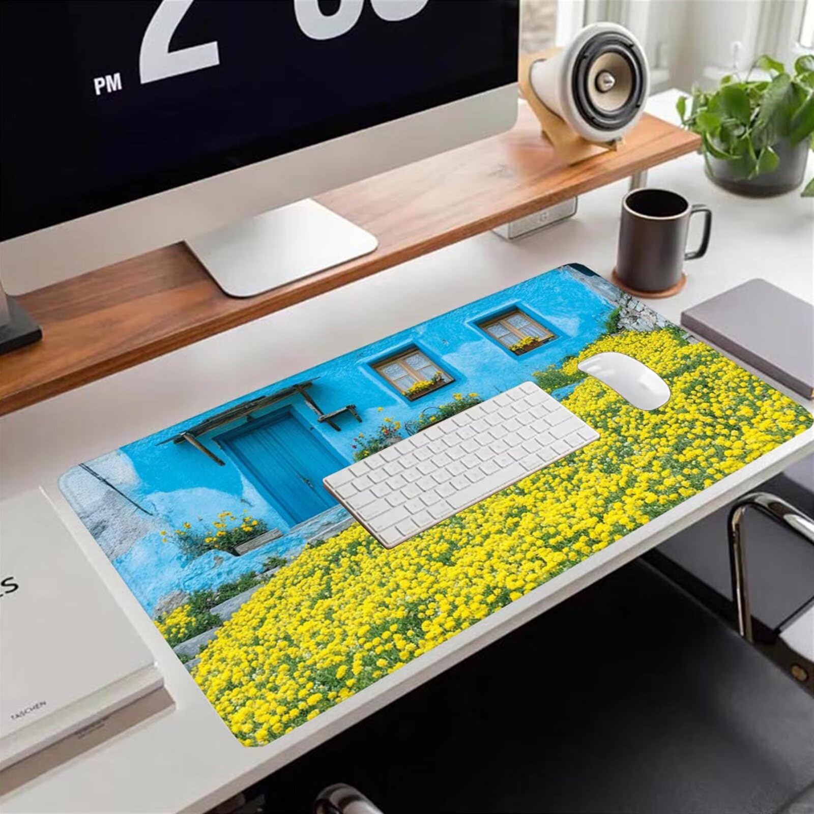 Gamingowa podkładka pod mysz 1200 x 600 x 3 mm, XXL, wodoszczelna, odporna na ścieranie, z przyszytymi krawędziami, niebieska, podkładka na biurko, poprawia prędkość i precyzję pod laptopa, komputer