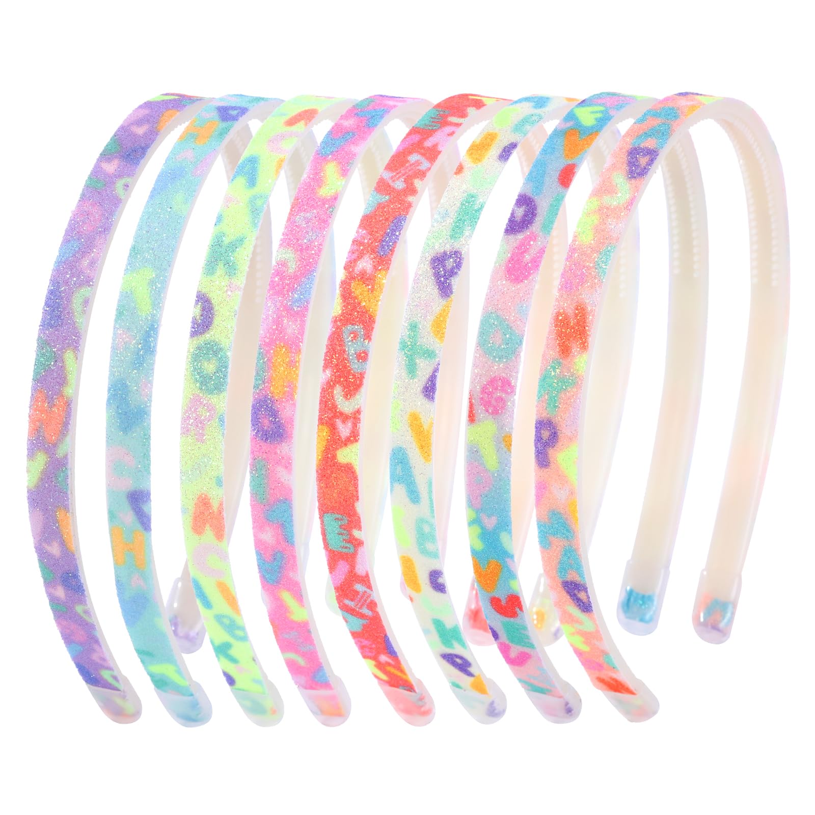 Candygirl Rainbow Headbands Glitter Headband for Girls Kids,Sparkly Hairbands with Teeth Cute Non-slip Bling Thick Headband,Sequins Headbands Glitter Hair Accessories for Little Girls(Letter)