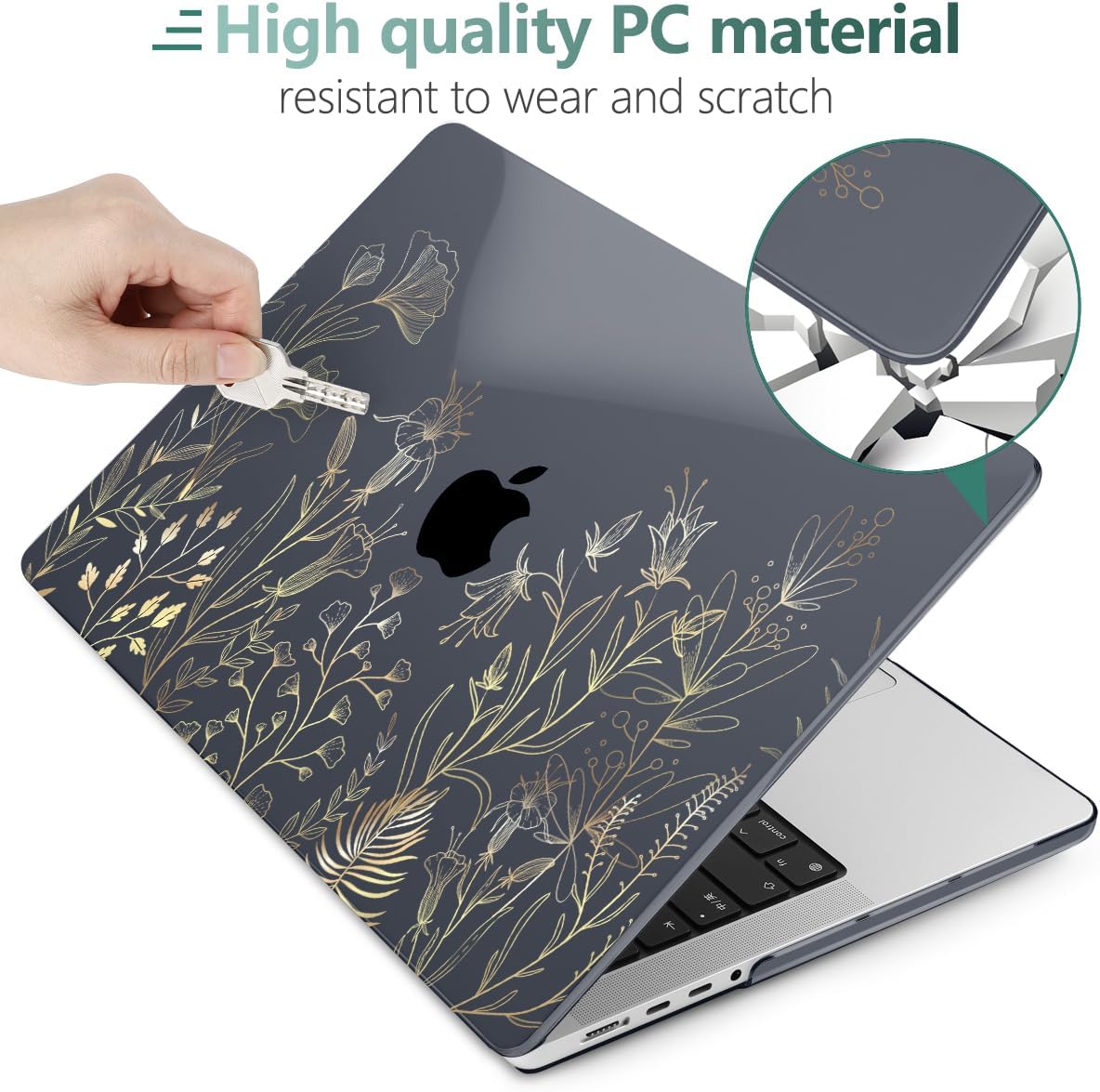 DONGKE Case for M5 MacBook Pro 14 inch 2025 2024-2021 M4 M3 M2 M1, Plastic Hard Shell Cover Compatible with A3434 A3112 A3401 A3185 A2992 A2779 A2442, Retina XDR Display & Touch ID, Floral Blooming - Image 4