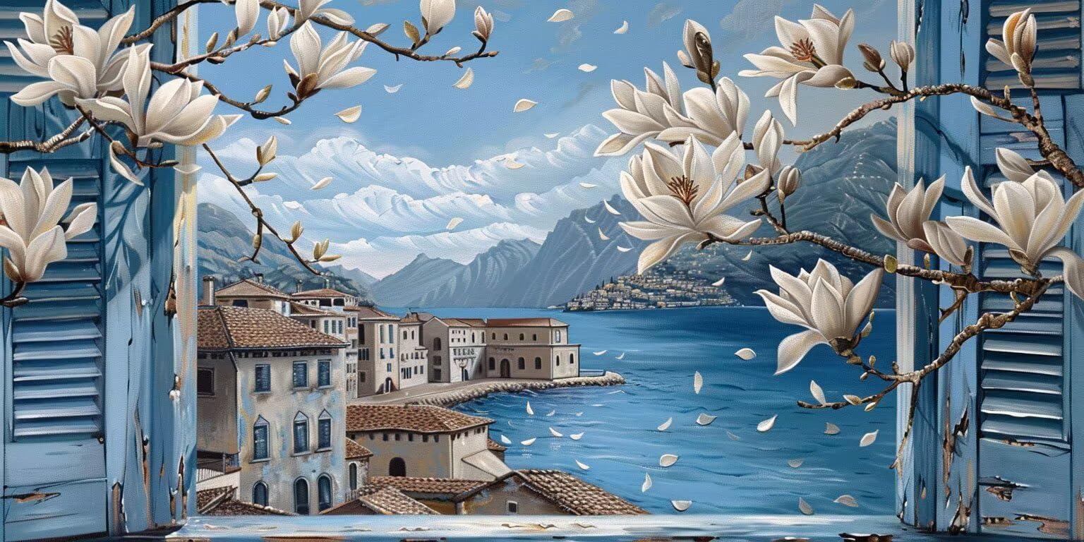 Pintar por Numeros Adultos, Flores Blancas, 70x90cm 7JGWX-10