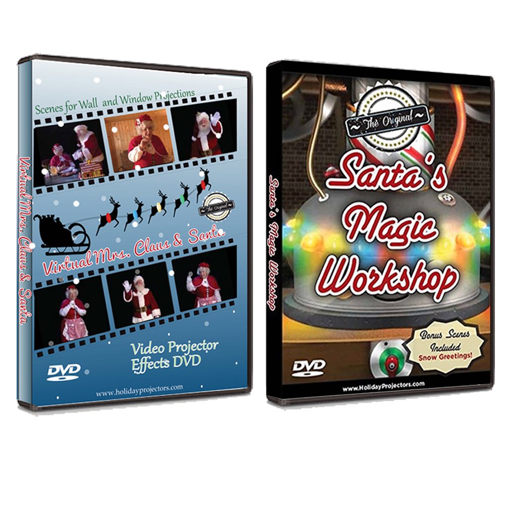 Kringle BrosVirtual Santa & Mrs Claus and Santa's Magic Workshop Christmas Window Projection Video Combo Pack