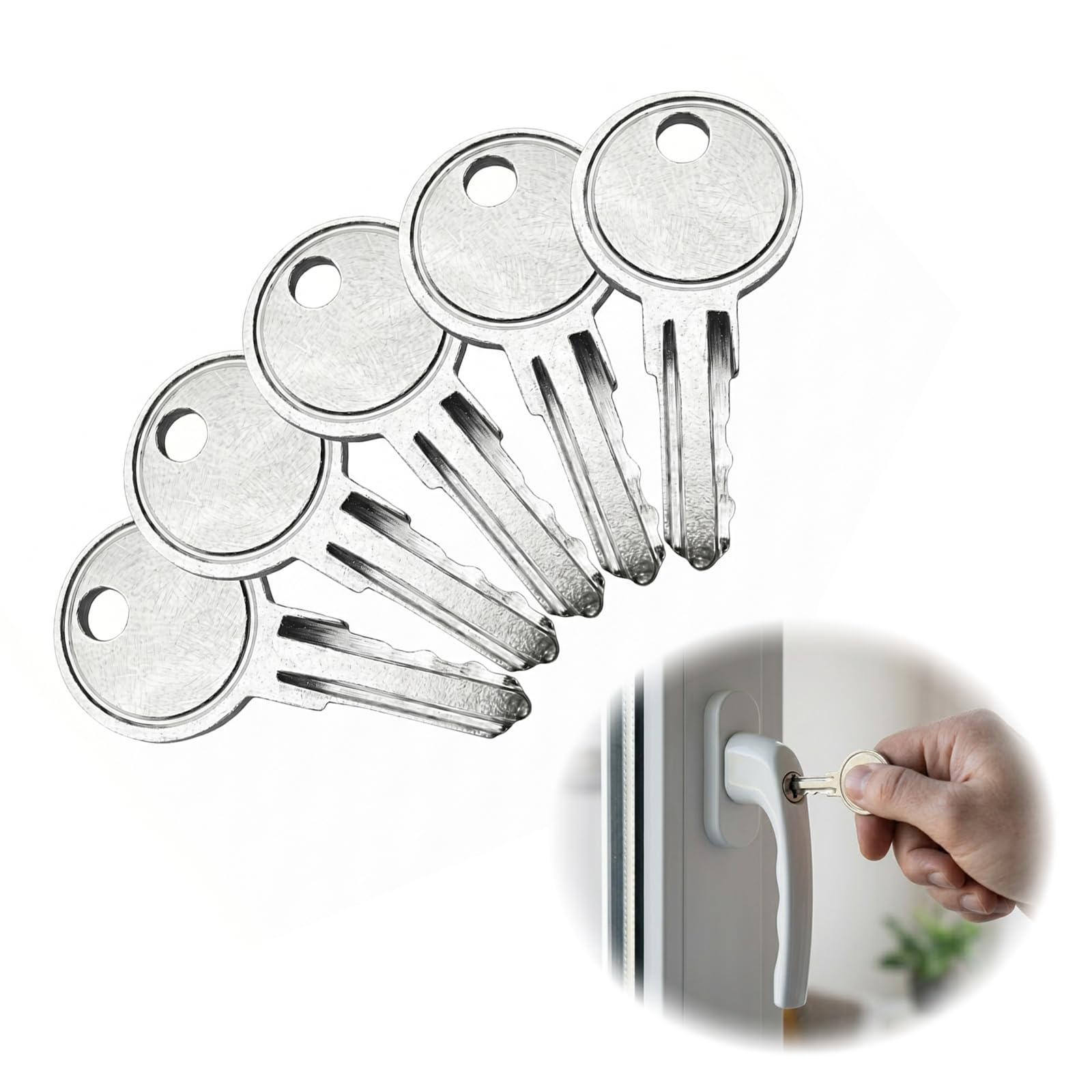 UPVC Window Keys 5-Pack,Replacement Handle Lock Keys for Securistyle Window Lock,Durable Zinc Alloy