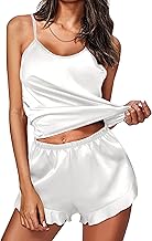 Women's Satin Pajamas Summer Satin Silk Pyjama Set with Cross Back Design Pyjamas Set for Women Pajamas Satin Women Camisoles and Shorts 2 Pieces