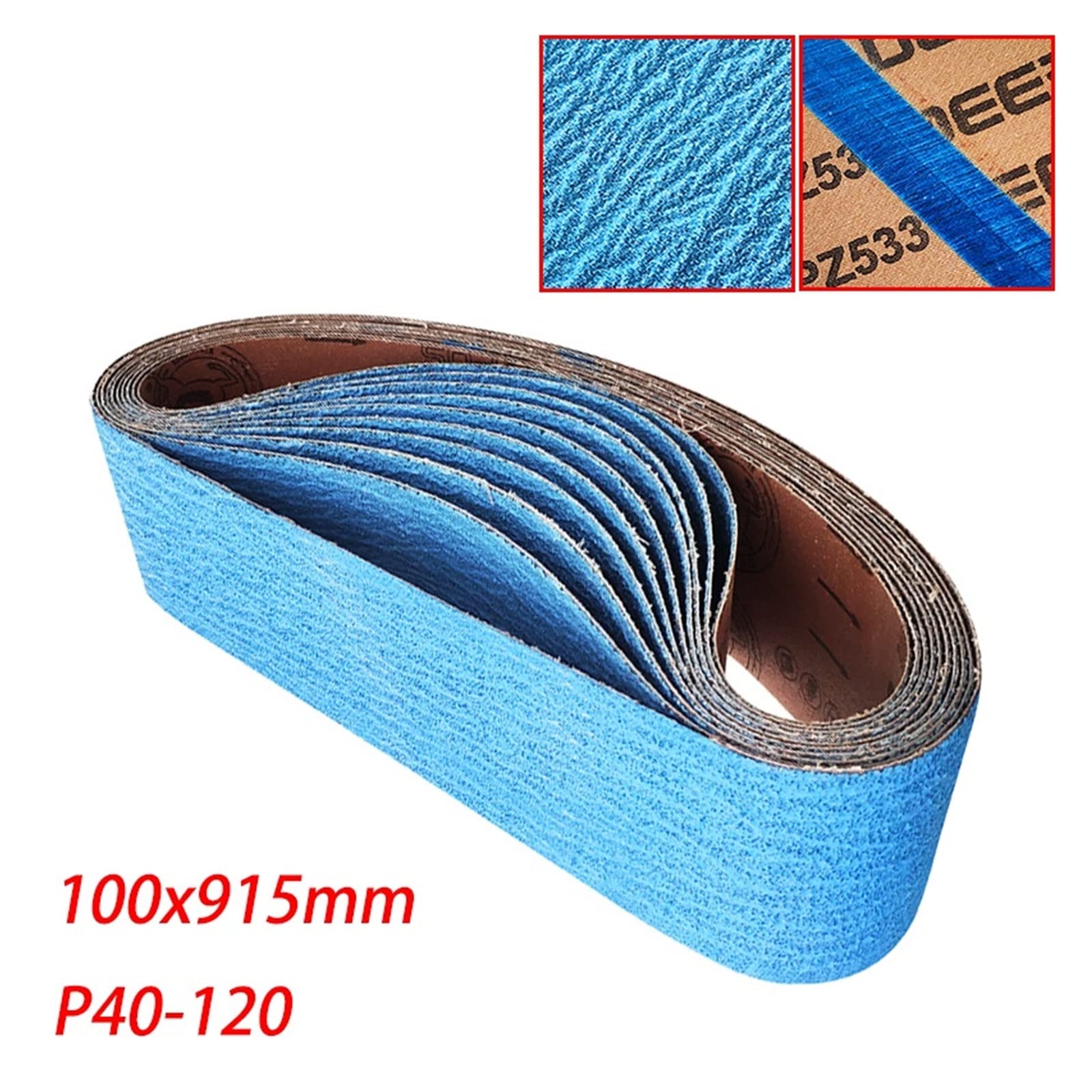 Pas szlifierski Taśma szlifierska z tlenku cyrkonu o wymiarach 100 x 915 mm. PZ533 Pas ścierny 4" * 36" do metalu ze stali nierdzewnej. Obręcz 40 60 80 120 3/5szt(3 Piece Grit 120)