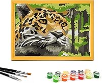 Vista 8 de Nariolar Pintura por números para niños de 8 a 12 años con cartón preimpreso de 7 x 9.5 pulgadas, 12 macetas de pintura acrílica y 3 pinceles de Lobo
