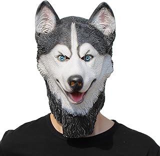 PartyHop Husky Dog Mask Animal Latex Full Head Mask Fancy Dress for Halloween Carnival Costume Party