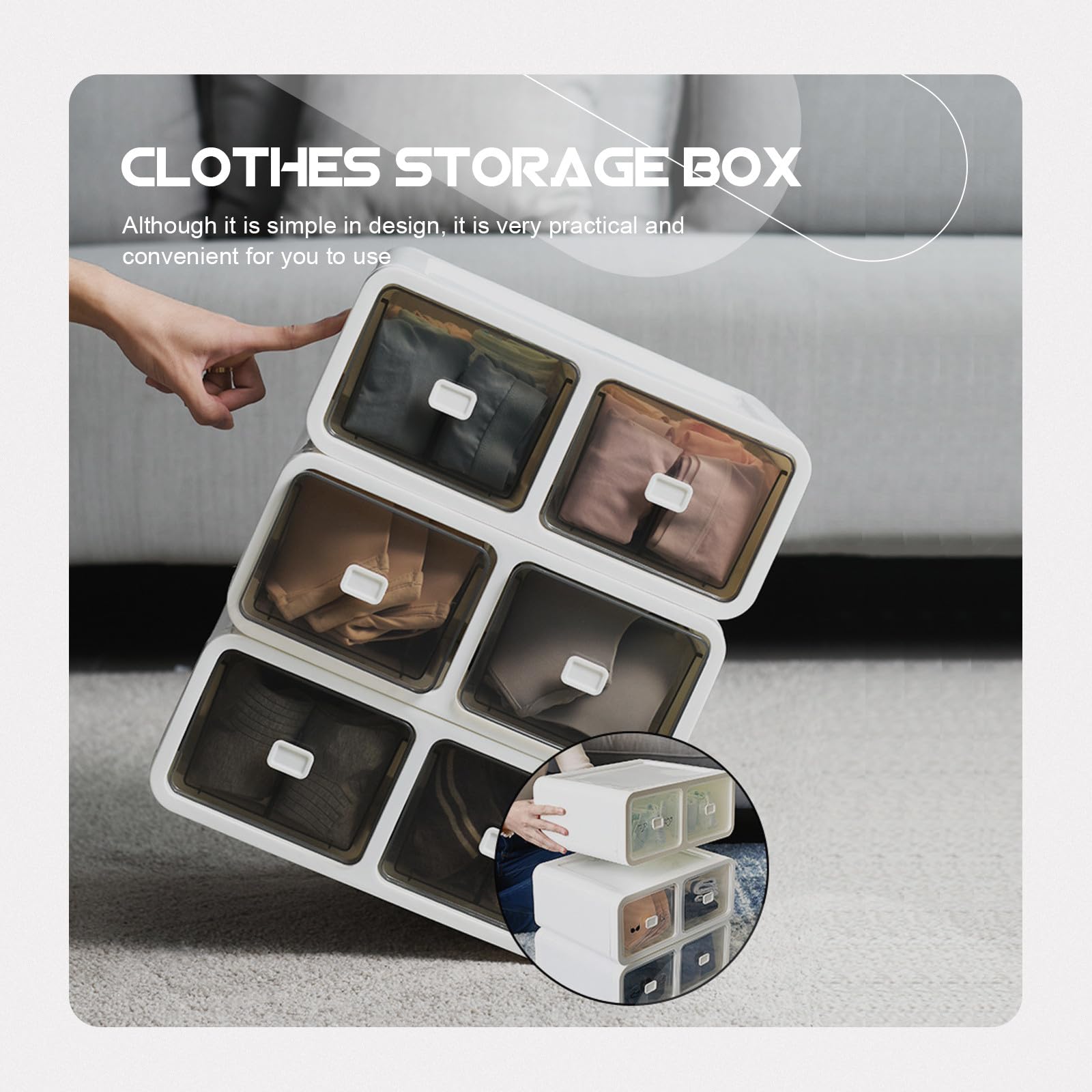 Boîte de Rangement en Pp à 2 Compartiments Tiroir Blanche Pratique et Commode pour Organiser L'armoire pour-vêtements et Chaussettes Chez Soi