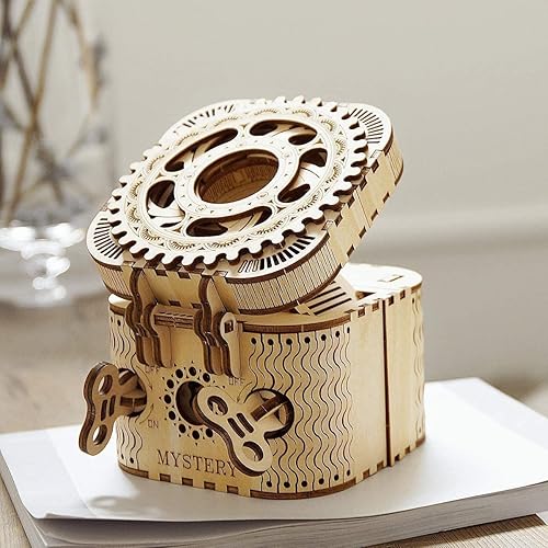 Miniatura 2 de ROKR Modelos mecánicos de rompecabezas de madera 3D, kit de carreras de mármol de madera para bricolaje y caja de tesoros regalos para adultos y