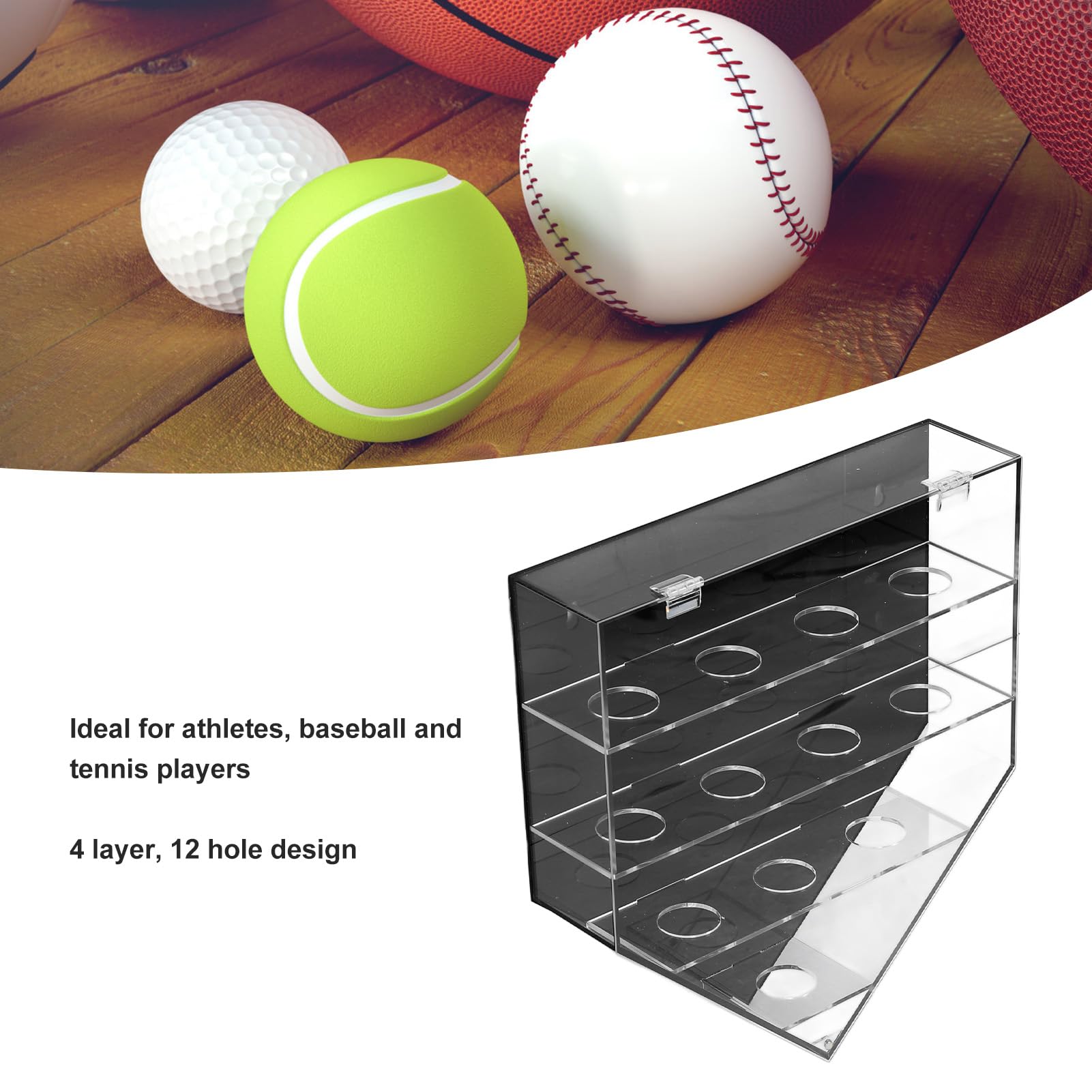 12 Baseball Magnetyczna Akrylowa Gablota ścienna do Przedmiotów Kolekcjonerskich Czarna, Pyłoszczelna Kula do Montażu na ścianie Pudełko Wystawowe dla Sportowców i Entuzjastów