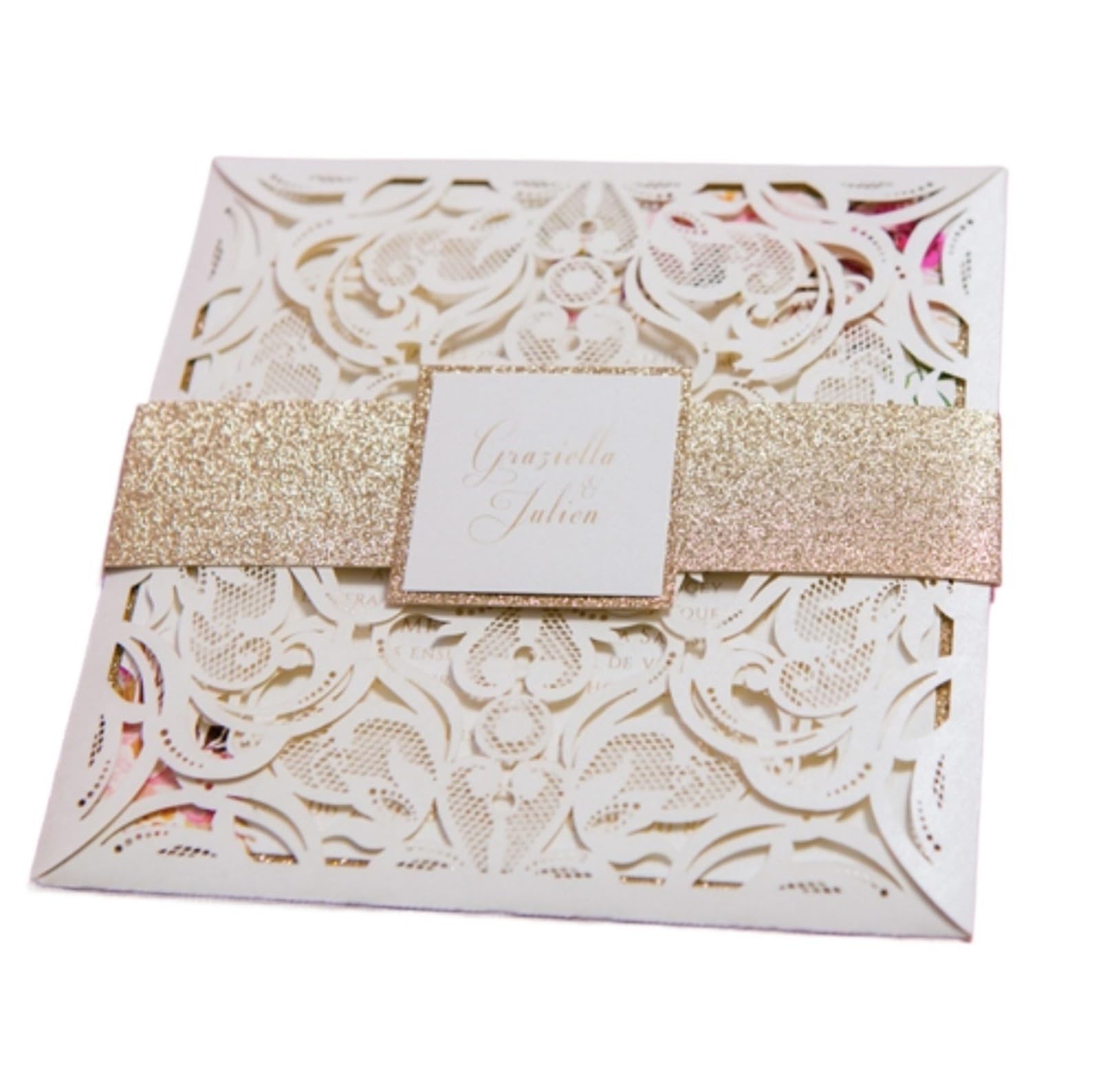 Hochzeitseinladungen Elegante quadratische Papierhochzeitseinladungskarte drucken Vintage-Einladungen