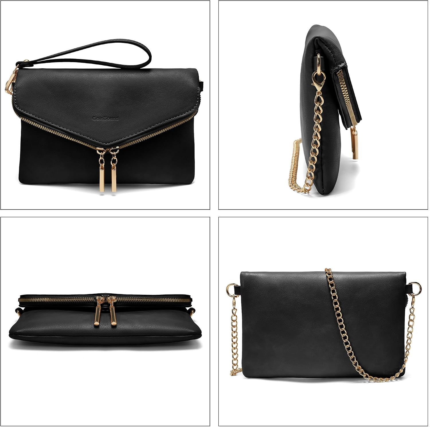 Envelop Clutch Wristlet Purses for Women Crossbody Bags with Chain Strap Shoulder Bag Purse 3 Card Slot Inside