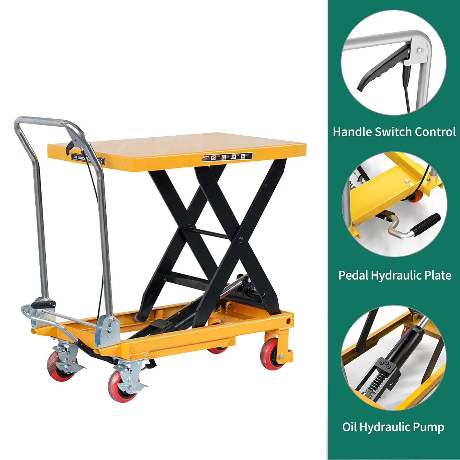 Mesa elevadora hidráulica plegable manual de doble tijera elevadora de 150 kg de capacidad, plataforma de elevación portátil para uso en fábrica y mercado