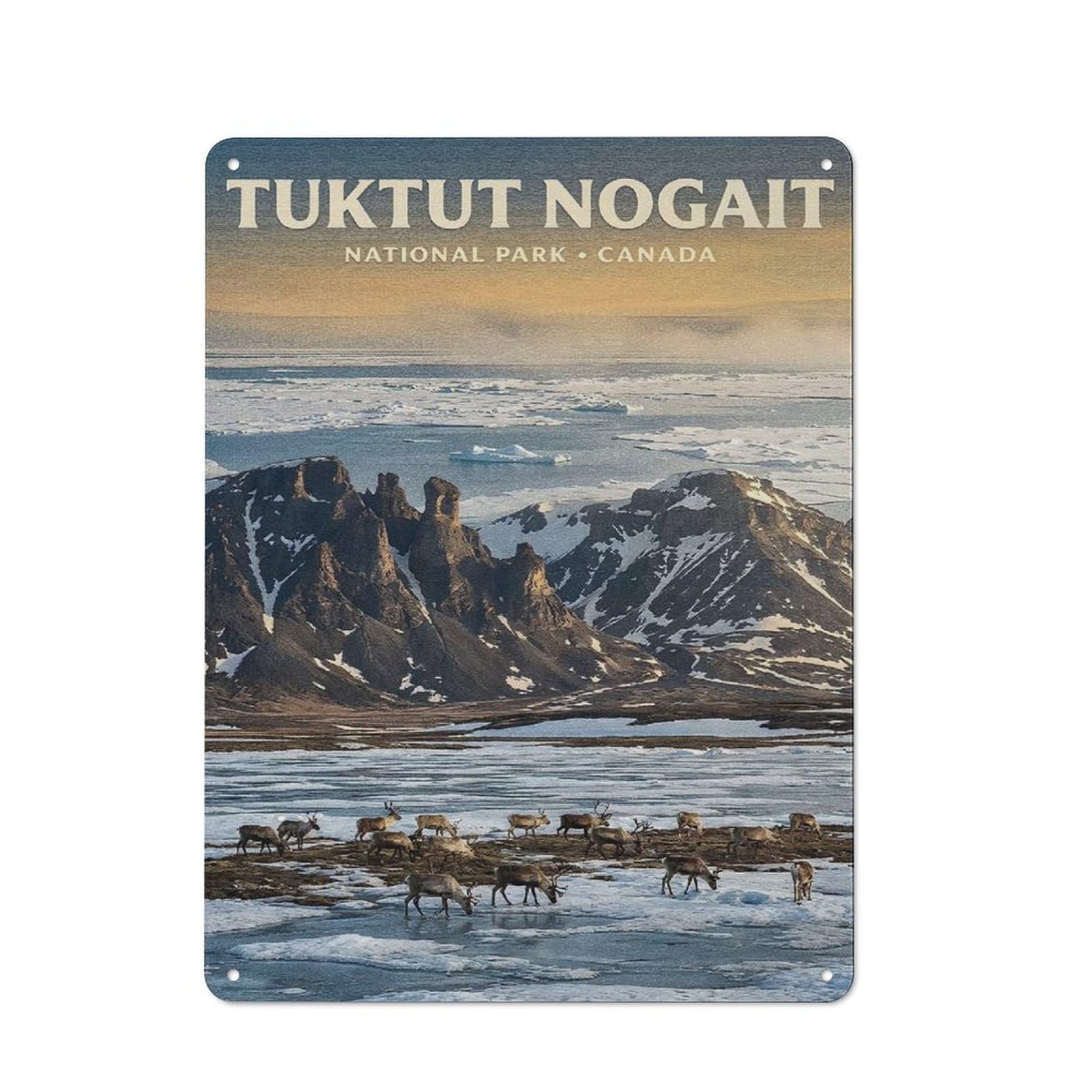 Junmoney Style-9 Friendly Cafe Metal Sign 40X30cm Featuring Tuktut Nogait National Park, Canada, Cafe Wall Decor For Tea Room, Shop Wall Or Breakfast Area