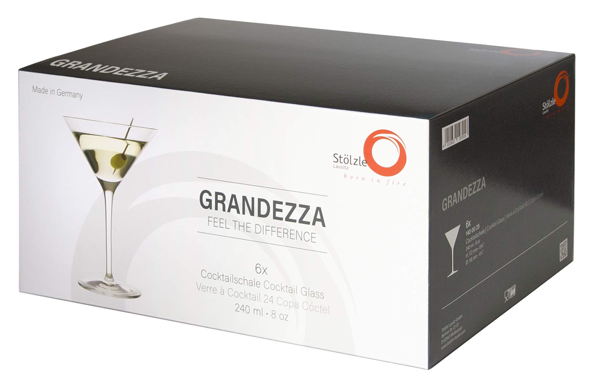 Stölzle Lausitz Coppa da cocktail Grandezza 240ml I Set di 6 bicchieri da Martini I cristallini I Bicchieri da cocktail lavabili in lavastoviglie infrangibili I Cristallo pregiato I Martini
