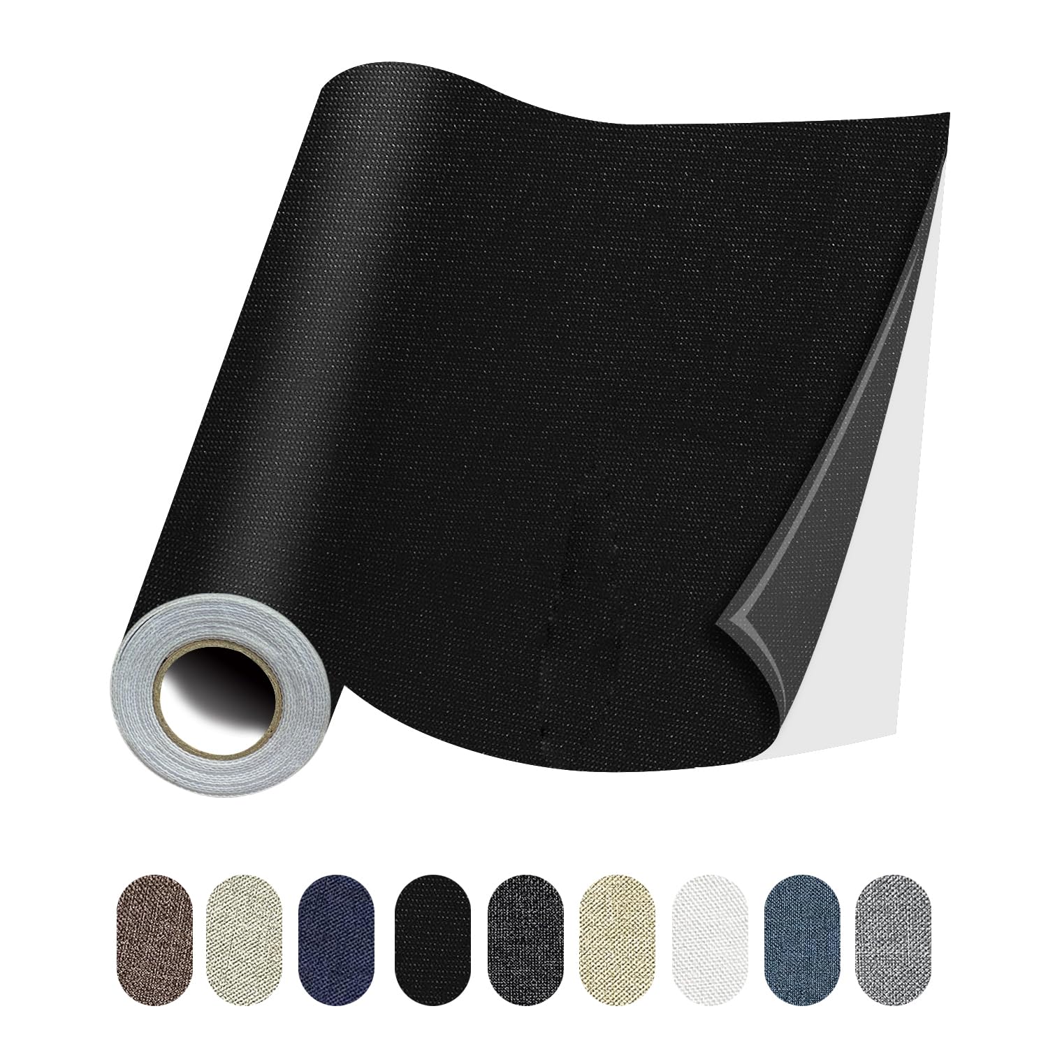 Fabric Repair Patches, Linen Repair Tape Self-Adhesive Patches for Sofa, Couches, Furniture, Chair, Clothing (3.5x79 Inch, Black)