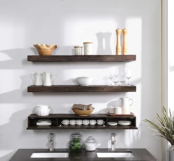 Distressed Floating Shelf Set with Hidden Storage (3 Pcs)