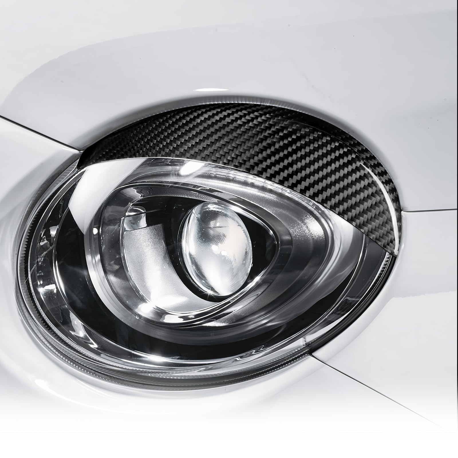 KUNGKIC Real Harte Kohlefaser Auto Scheinwerfer Augenbrauen Augenlid Aufkleber passend für Fiat 500 Abarth 595 2016 2017 2018 2019 2020 2021 2022 2023 Zubehör,2Stück