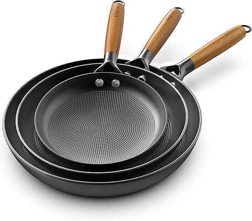 imarku Sartenes antiadherentes  Sartén antiadherente profesional de hierro fundido de 8, 10 y 12 pulgadas, apta para lavavajillas, mango