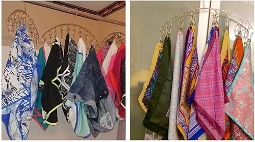 Miniatura 8 de Percha de secado de ropa de acero inoxidable fuerte con 10 pinzas para la ropa, ahorro de espacio para interiores, organizador de ropa, manoplas