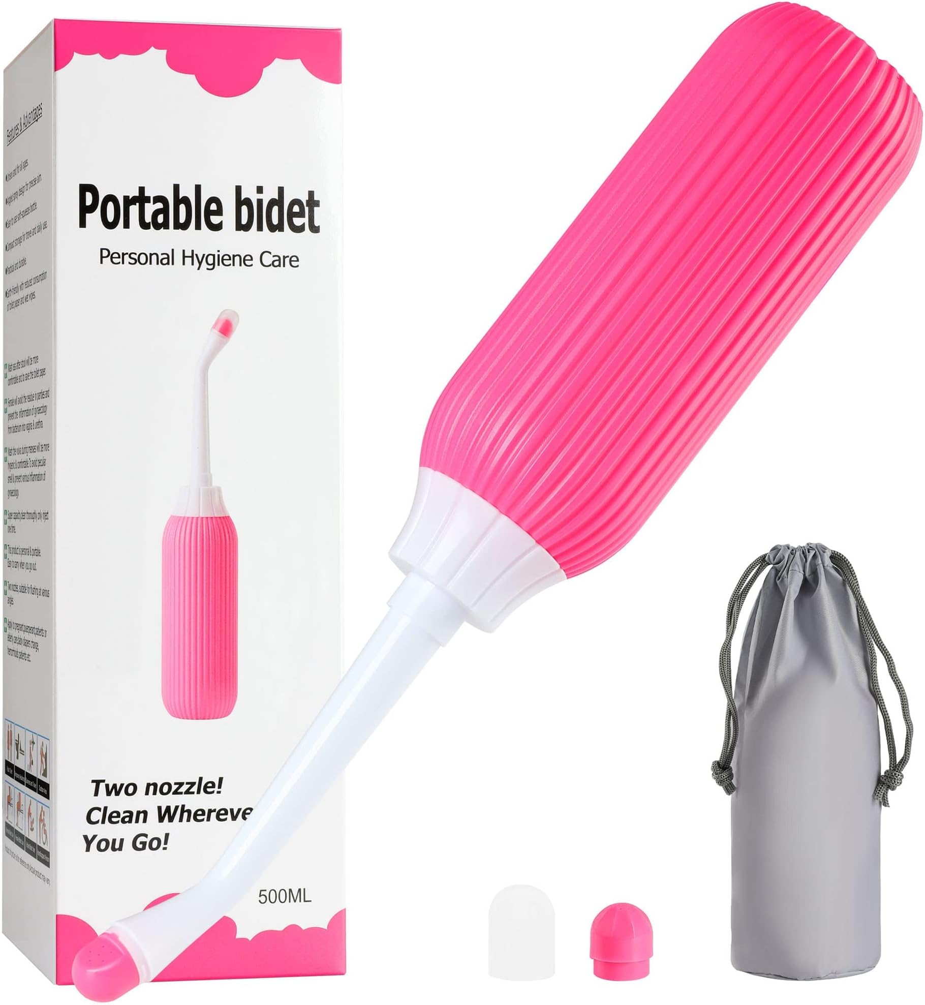 Peri Bottle for Postpartum Perineal Recovery and Cleansing,Feminine Care,Portable Travel Bidet for women,men and baby-17oz.(Pink)