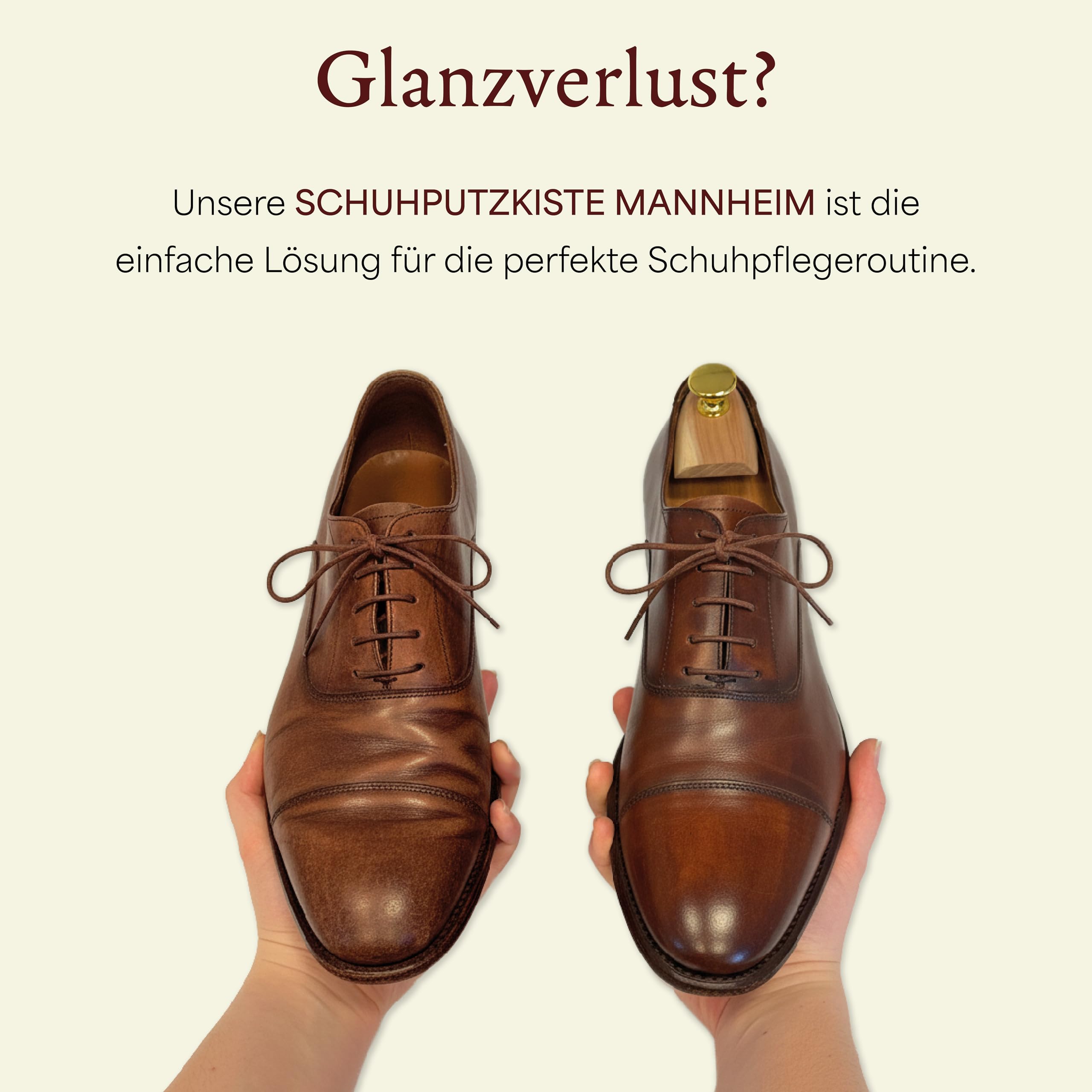 Langer & Messmer – Schuhputzkiste Mannheim aus Holz mit 2 Fächern – ohne Inhalt oder mit mehrteiligem Pflegeset erhältlich – Schuhputzbox zur Aufbewahrung diverser Schuhpflegemittel