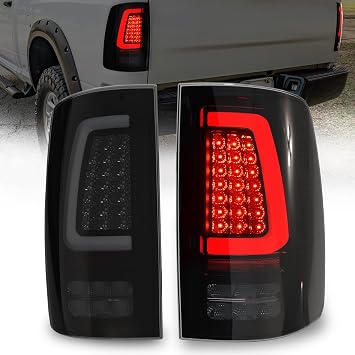 Full LED Tail Lights for 2009-2018 Dodge Ram 1500/2010-2018 Ram 2500/3500 Rear Light Assembly, Running Lights,Turn Signals, Brake Lights, Reverse Lights, Driver & Passenger Side -Smoked