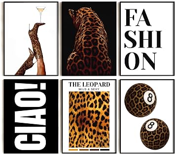 6Pcs Trendy Cheetah Wall Art 8x10in Unframed