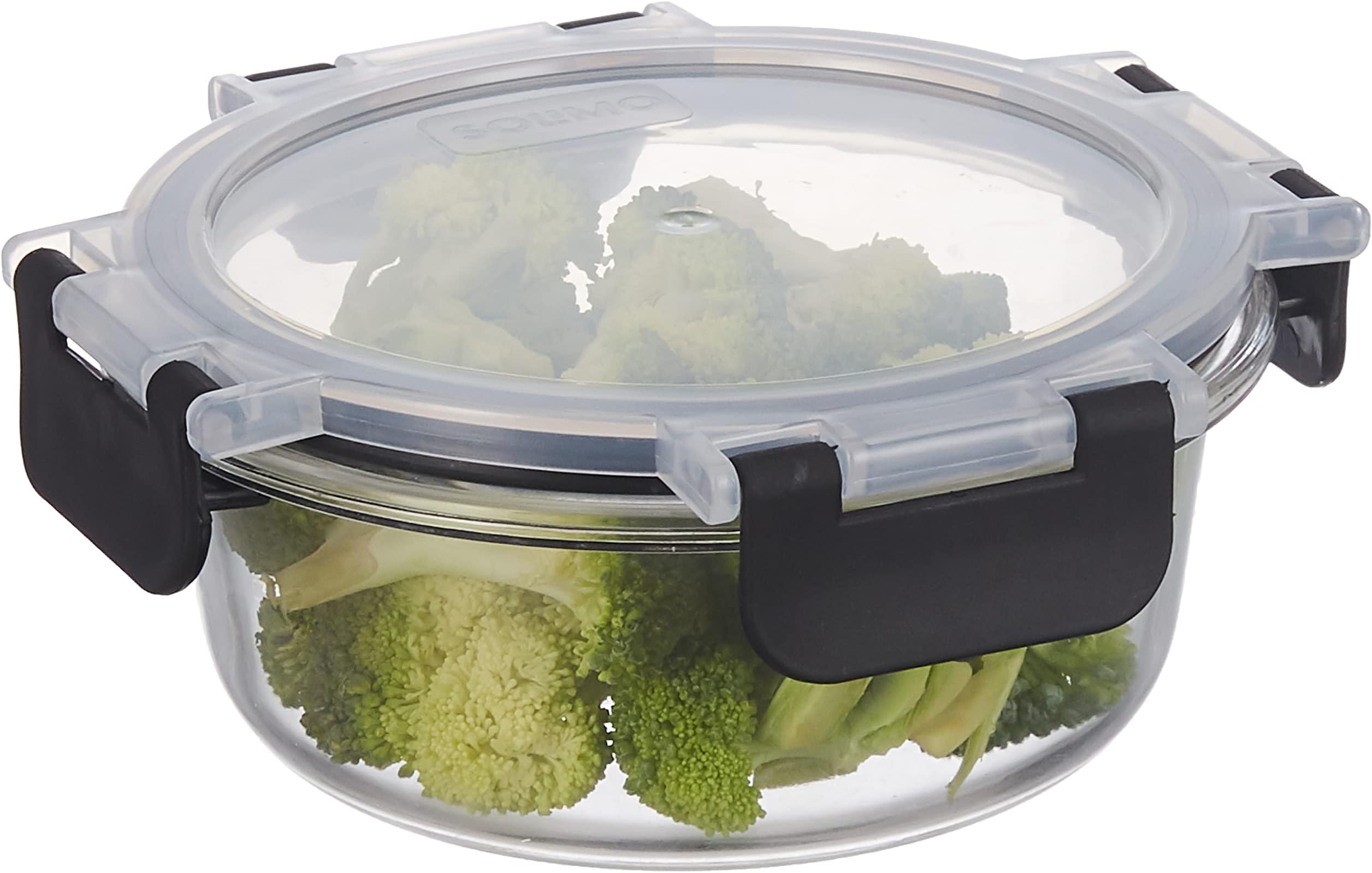 Borosilicate container 400ml- , Detachable Lid, Glass, Black