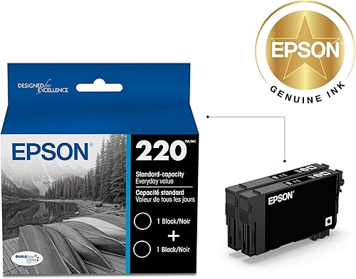 Miniatura 2 de EPSON 220 DURABrite Ultra Ink Paquete de cartuchos dobles negros de capacidad estándar (T220120-D2) funciona con WorkForce WF-2630, WF-2650,