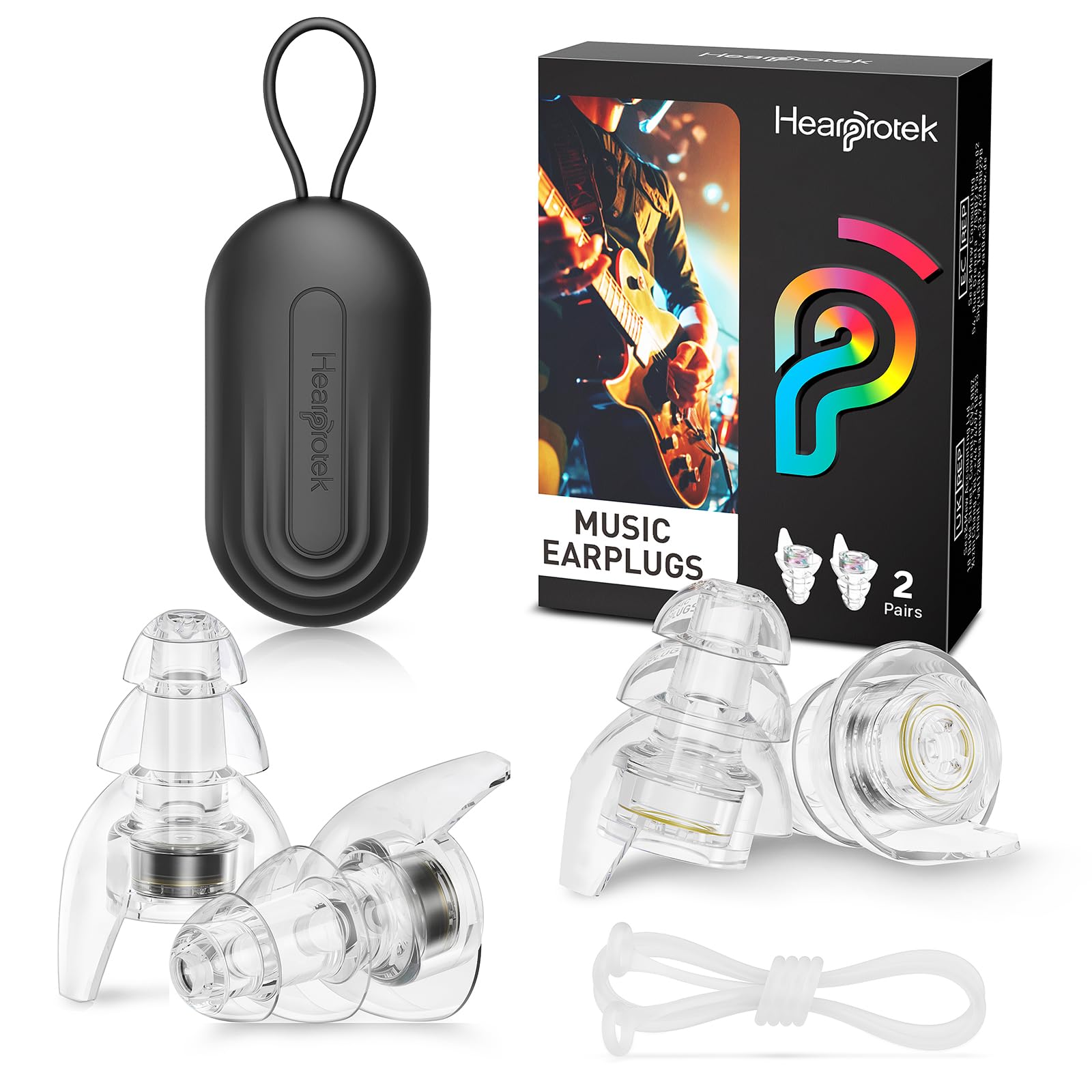 Hearprotek Concert Ear Plugs, 2 Pairs High Fidelity Ear Plugs for Musicians
