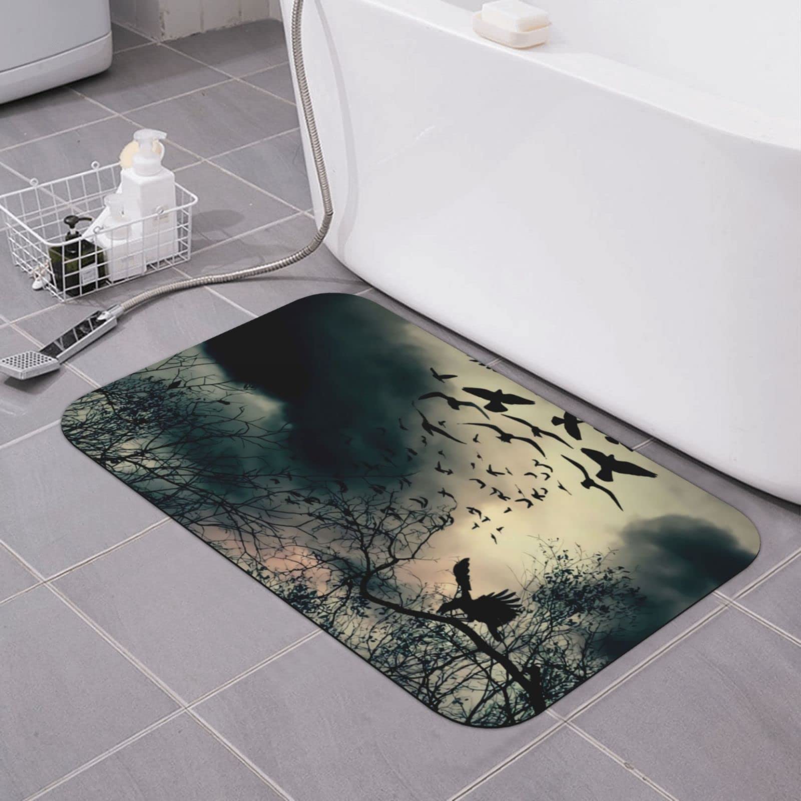 Tapis de bain pour cuisine maison terrasse au design corbeau pour une ambiance chaleureuse