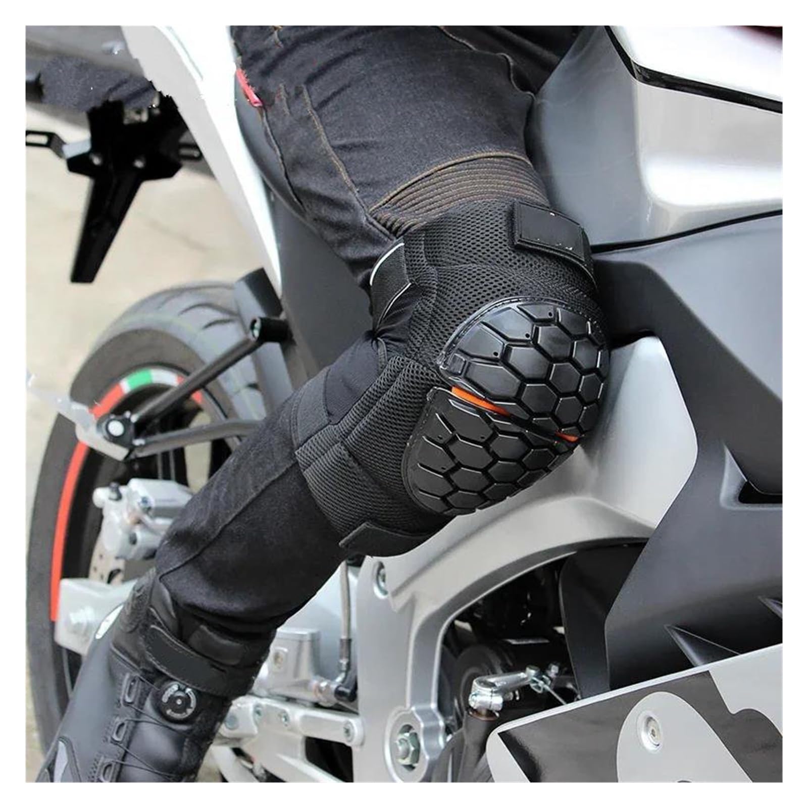 Regolabile Ginocchiera Pads Protector Armor Ginocchiere per moto Moto tattiche per biciclette Snowboard Inserti per ginocchiere anticaduta Protezione per equitazione Sport Motocross Rider(XL)