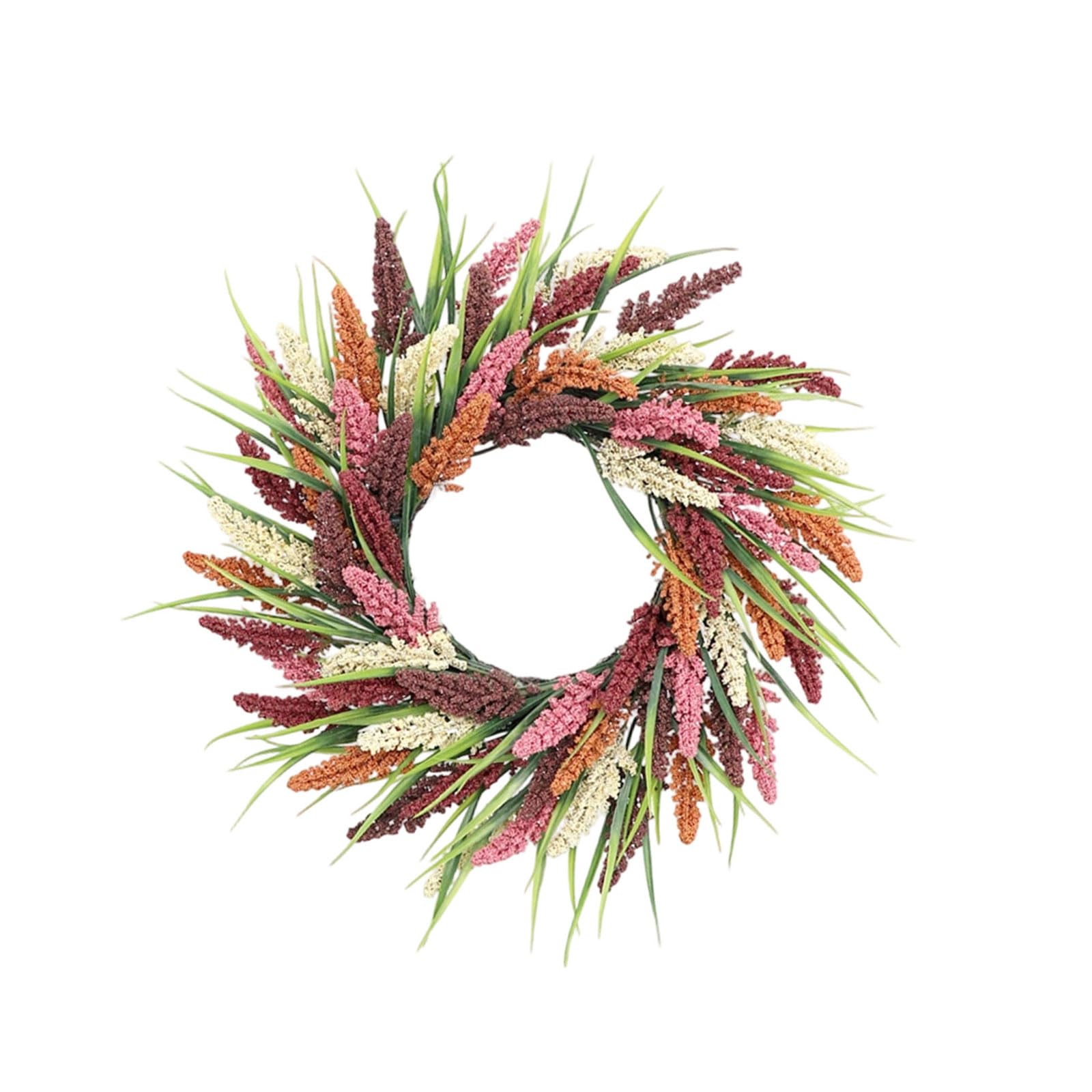 Realistic Wheat Wreath for Front Door Mantels Decoration Artificial Wheat Ears Wreath for Thanksgiving and Fall Harvest Festival Celebration Simulation Particle Door Deck