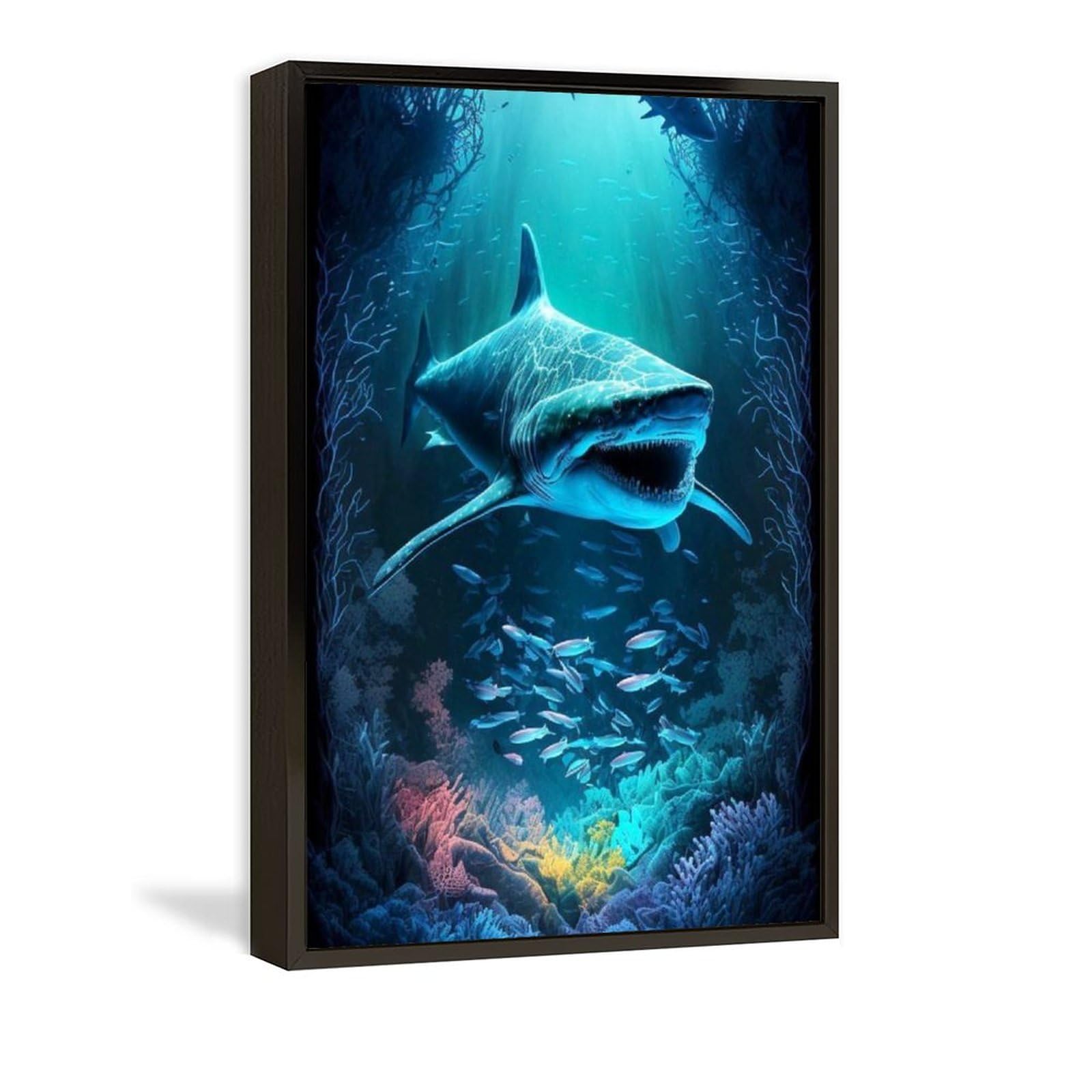 Amazon.co.jp: 絵画 海の中のサメインテリア 絵画 現実的な
