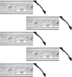 Renovator's Supply Cornice White Urethane Bridge of Flowers Ornate 5 Pieces Totaling 385" Length