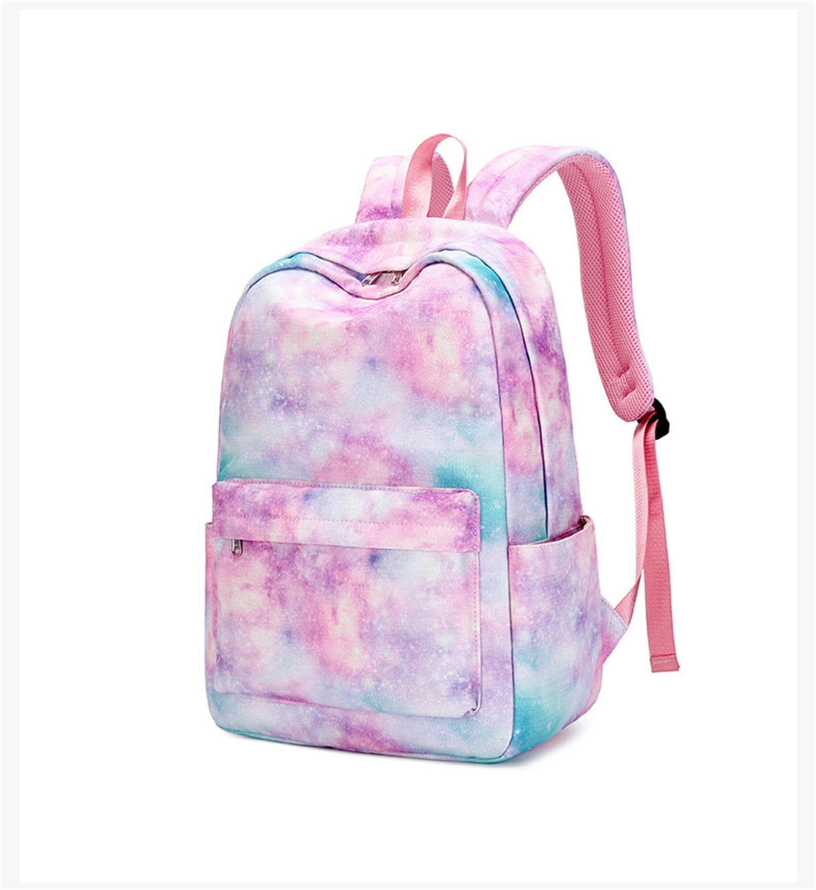Zaino Zaino Tre Pezzi Set per Ragazze con Stampa Graffiti Cielo Stellato, Zaino Studente della Scuola Elementare, Zaino Leggero-Viola Splendente