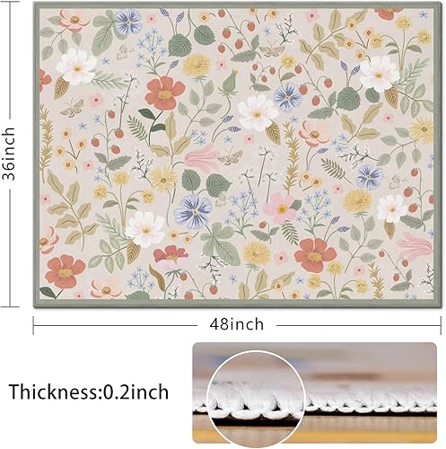 Vista 44 de Tapete para silla de oficina para suelo de madera dura y azulejos, tapete bohemio floral de 36 x 48 pulgadas para silla de computadora de oficina