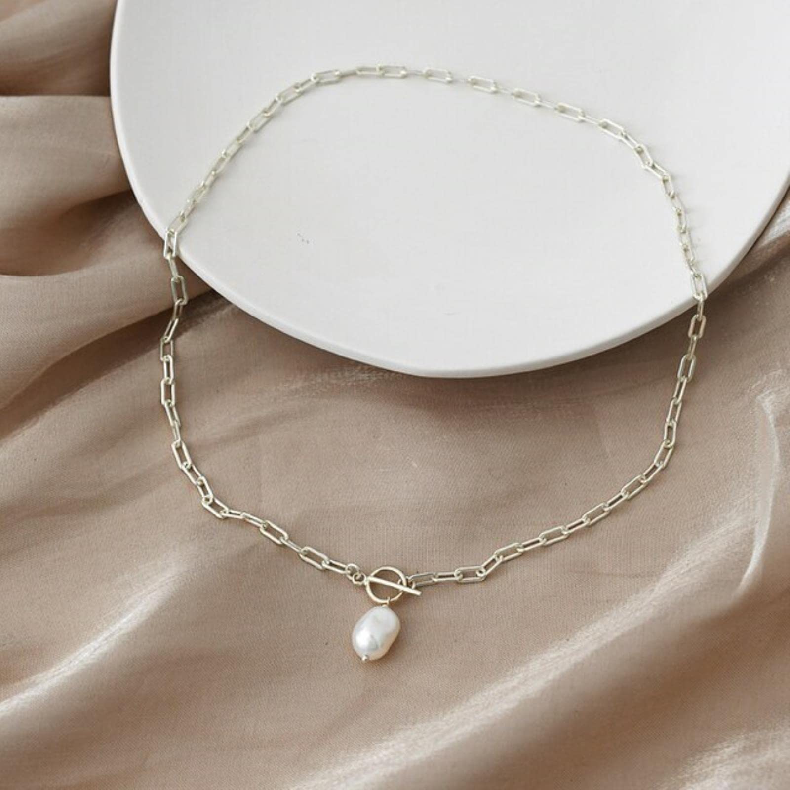 Collar De Plata De Ley 925 con Perlas Naturales De Agua Dulce, Joyería De Moda para Mujer
