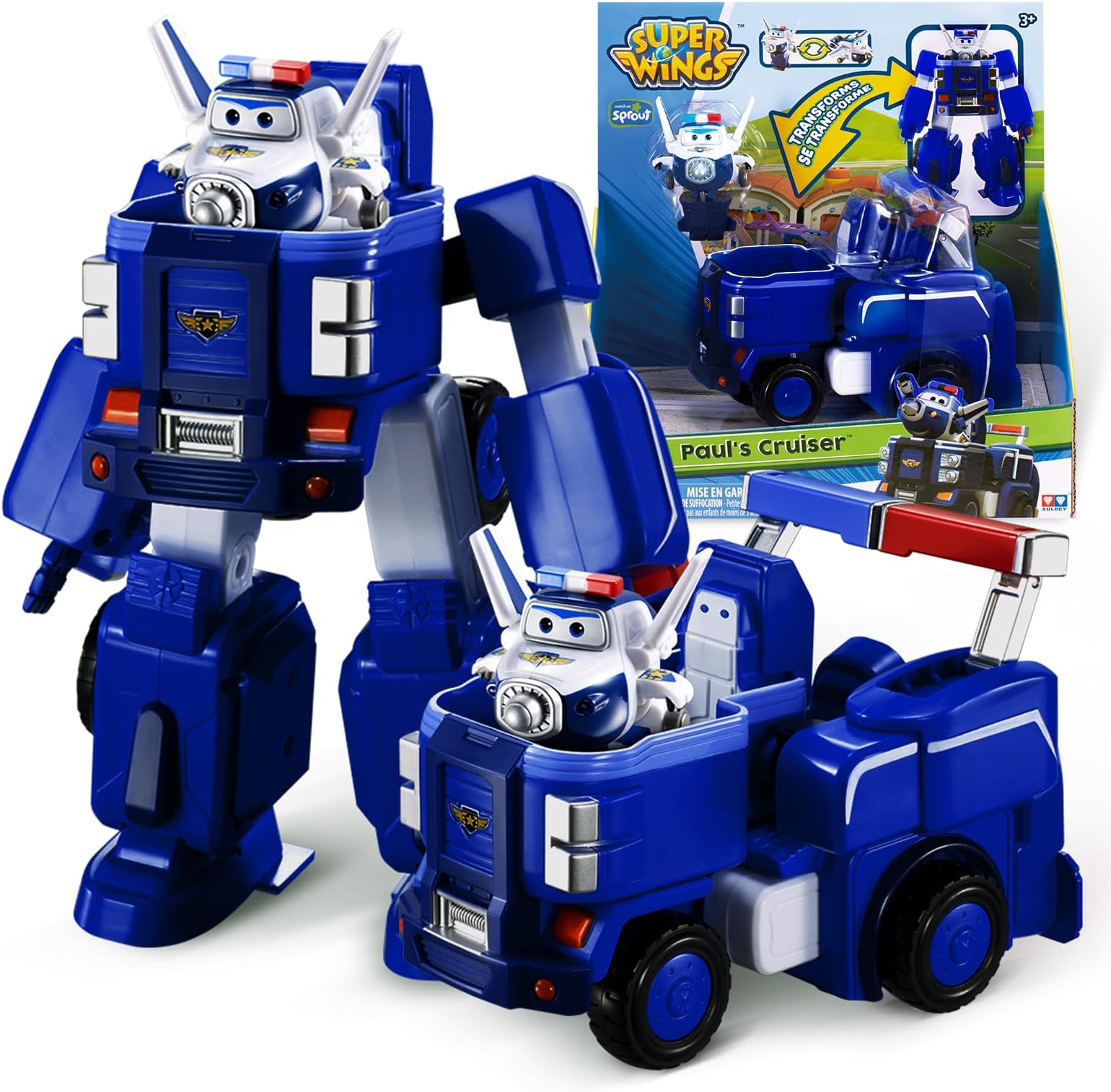 Transformable Toys, 7" Paul Robot Suit and 2โ Scale Transforming Paul Mini Action Figure,2-in-1 Mode Vehicle and Robot,Fire Truck Toy Vehicle Playset for Kids 3+,Gifts for Boys and Girls