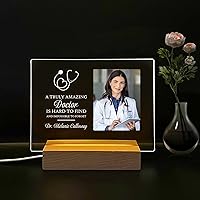 Vista 2 de D-Story Placa acrílica personalizada para médico, placa transparente personalizada con texto fotográfico, cubierta de álbum de fotos personalizada