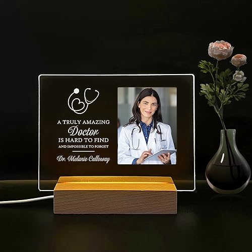 Miniatura 2 de D-Story Placa acrílica personalizada para médico, placa transparente personalizada con texto fotográfico, cubierta de álbum de fotos personalizada