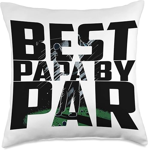 Funny Best Papa by Par Father's Day Golf Shirt Gift Grandpa Throw Pillow, 18x18, Multicolor
