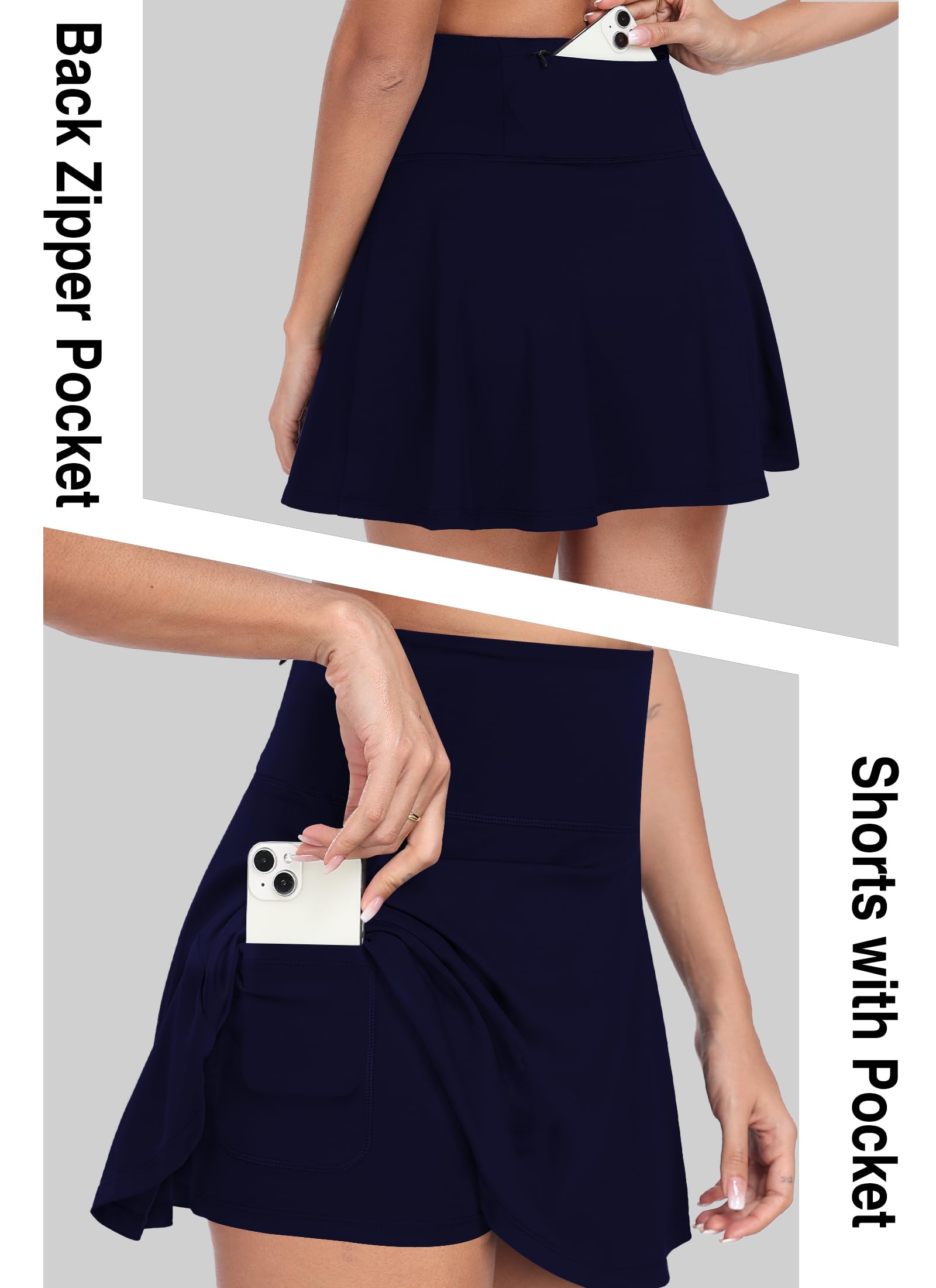 Falda de tenis plisada para mujer con pantalones cortos debajo de la falda de golf atlética de cintura alta con volantes para correr y entrenar QYY24027